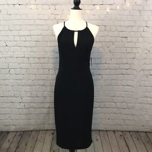 MAGGY LONDON KEYHOLE HALTER DRESS